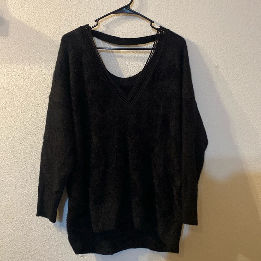 Torrid fuzzy double vneck sweater size 2
